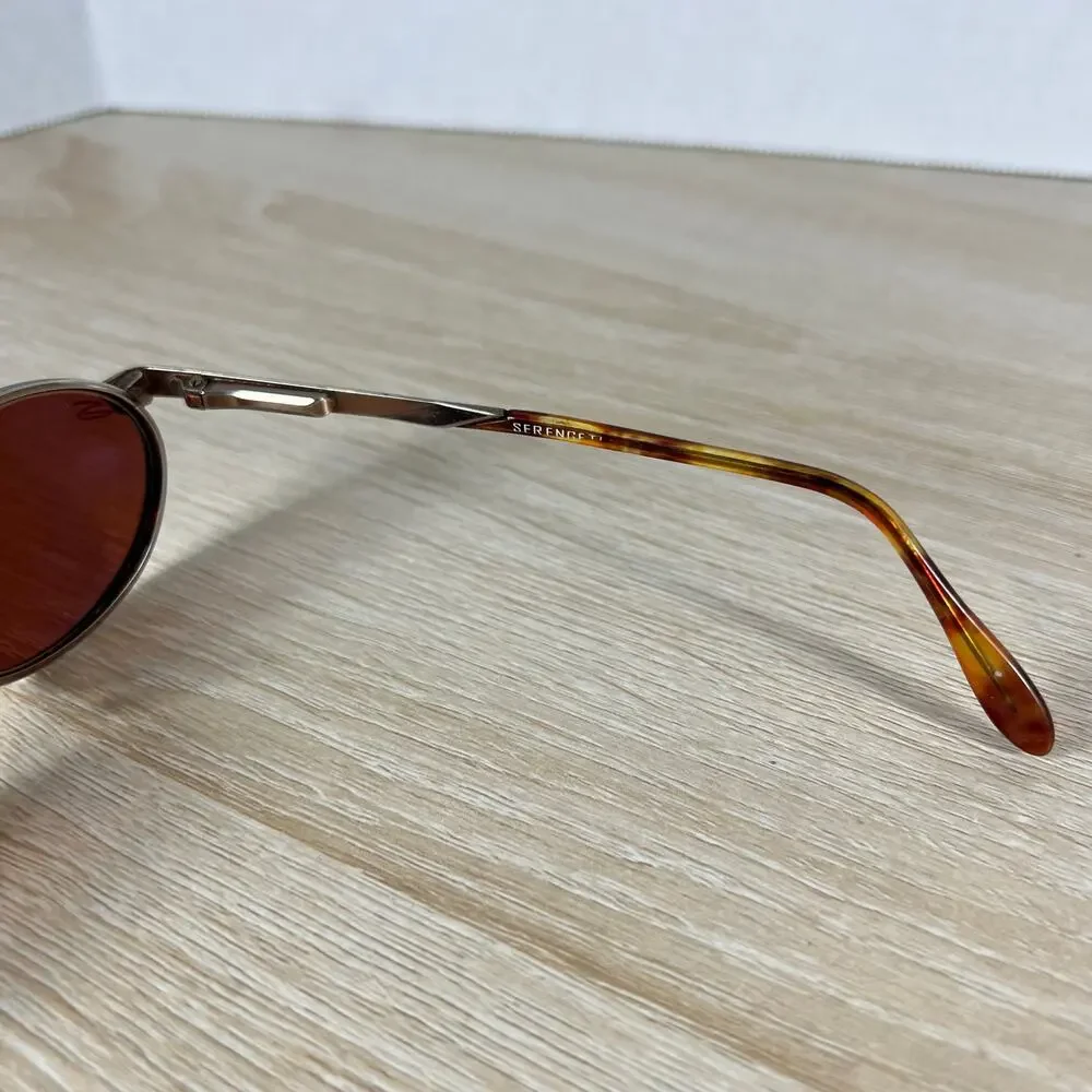 Vintage Serengeti 6412 Sunglasses Red Tinted Lenses Japan Oval Metal
